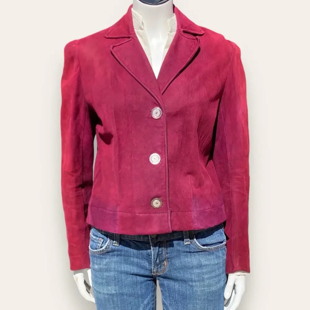 Vintage Burgundy suede cropped jacket ladies medium - Picture 2 of 16